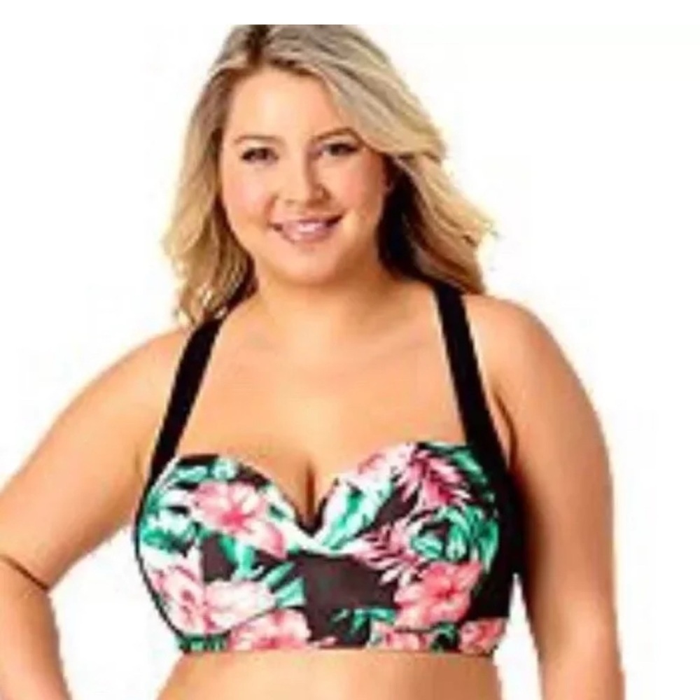Allure by Ima floral Swimsuit Bikini Twist Top Plus Size 2X 20/22 NWT